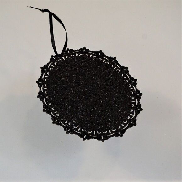 Holiday Halloween Christmas Ornament Black Laser Cut Metallic Shimmer 4.75" - Picture 2 of 3